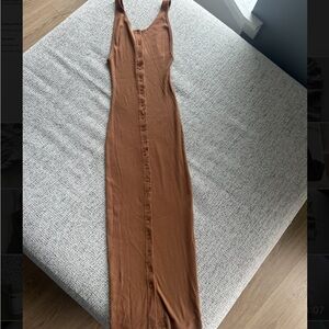 The Line by K ribbed midi Gabby Dress in Rust Brown Sleeveless